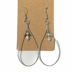 Angel Earrings Teardrop Dangle Silver Tone Charm Handmade‎ Jewelry